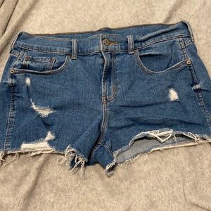 mid rise denim shorts